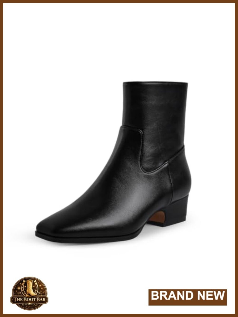 Women's Square Toe Ankle Boots Low Chunky Block Heel PU Side Zipper Booties - Picture 4 of 6